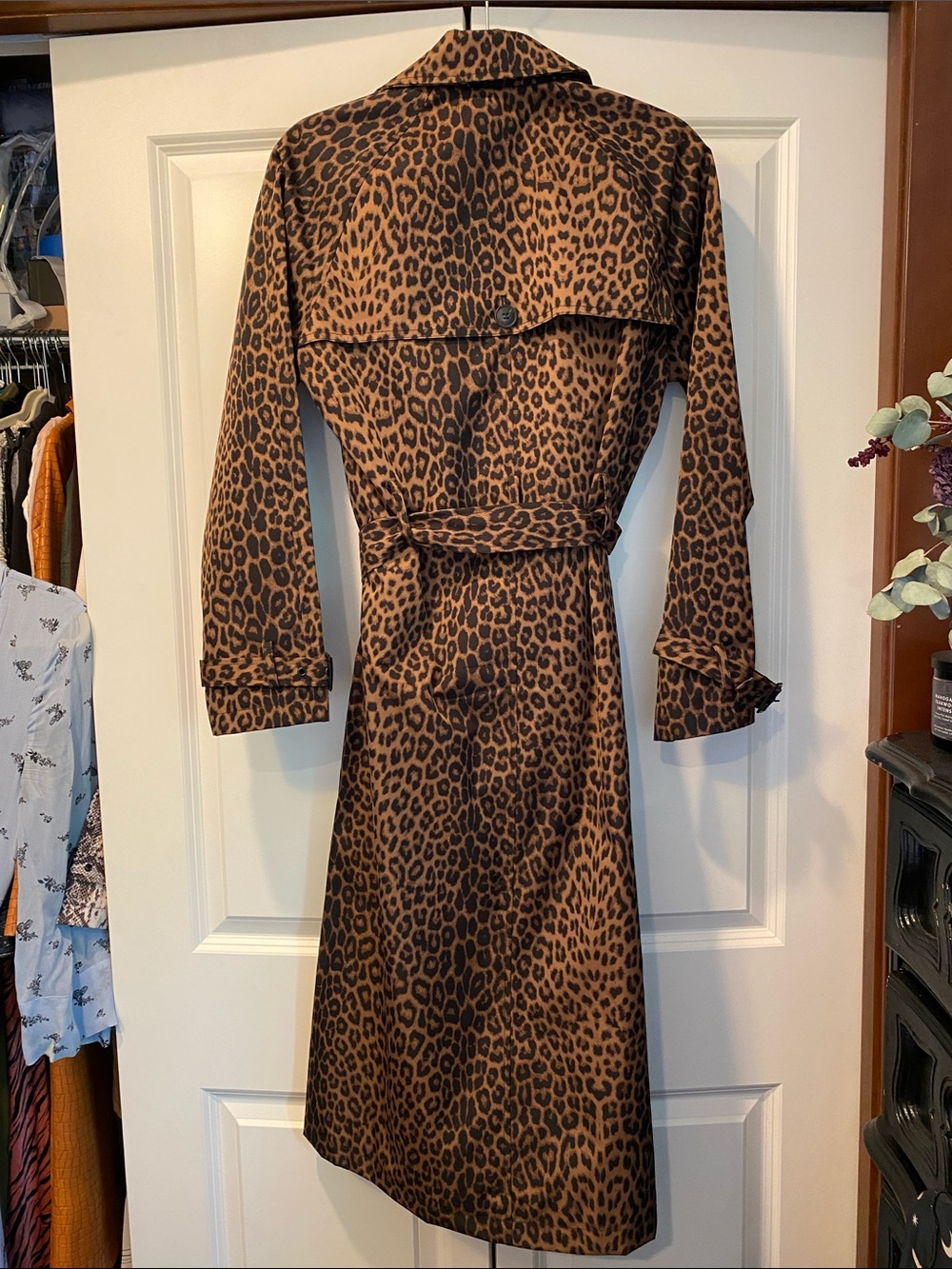 NWT Rebecca Minkoff Leopard Print Belted Tench Coat - Brown & Black. Size Small. - Picture 8 of 8